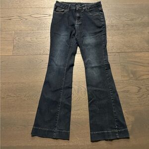 Girls dark denim jeans bootcut style sz small VGUC